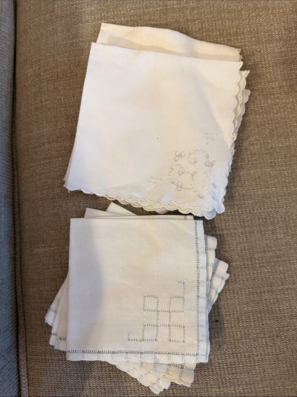 White Embroidered Cotton vintage napkins
